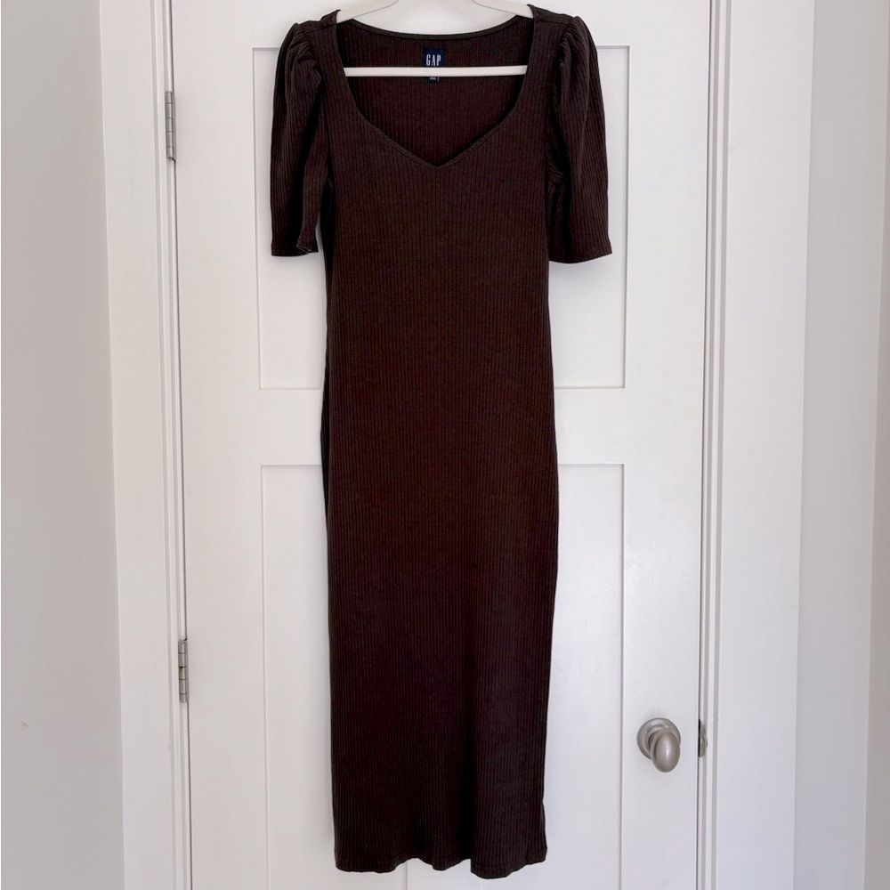 Gap Puff Sleeve Sweetheart Midi Dress Sz M - Picture 3 of 7